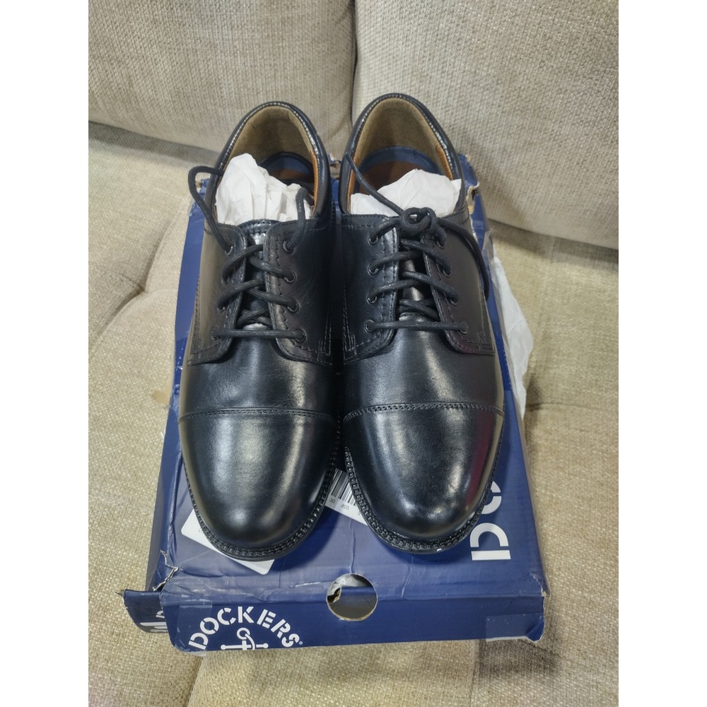 Dockers Gordon Mens Black Leather Cap Toe Oxford Dress Shoes 11 W 90-2214 - Picture 1 of 7